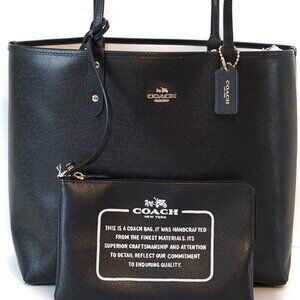 NWT Coach - Large - Reversible PCV - City Tote - Black & Chalk - F36609